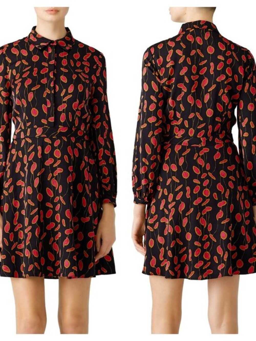 Diane Von Furstenberg Silk Glissade Fuchsia Chrissie Shirt Dress 8 Black/Pink